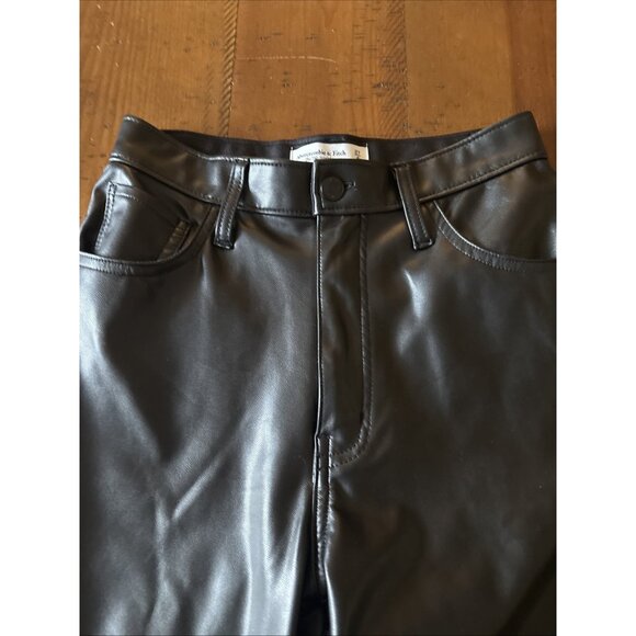 abercrombie fitch Ultra High Rise Faux Leather Pants Black 27/4 - Picture 2 of 7